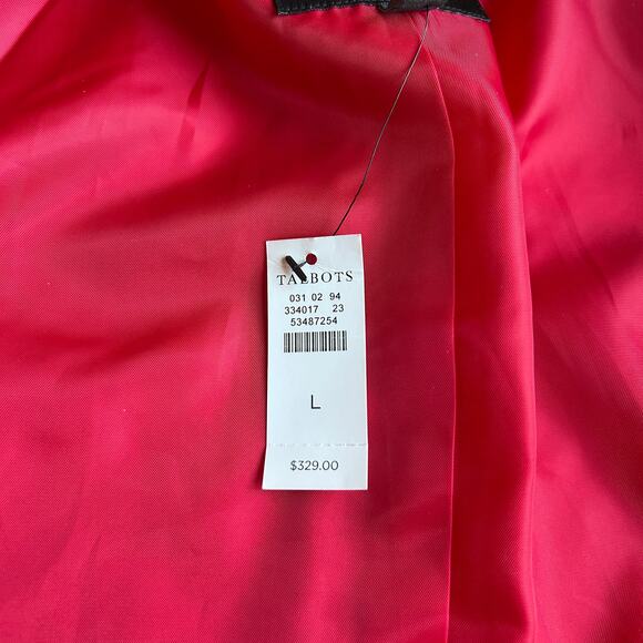 Talbots Red Bouclé Wool Dress Coat Black Faux Fur Collar Princess Large NWT $329 - Picture 9 of 13